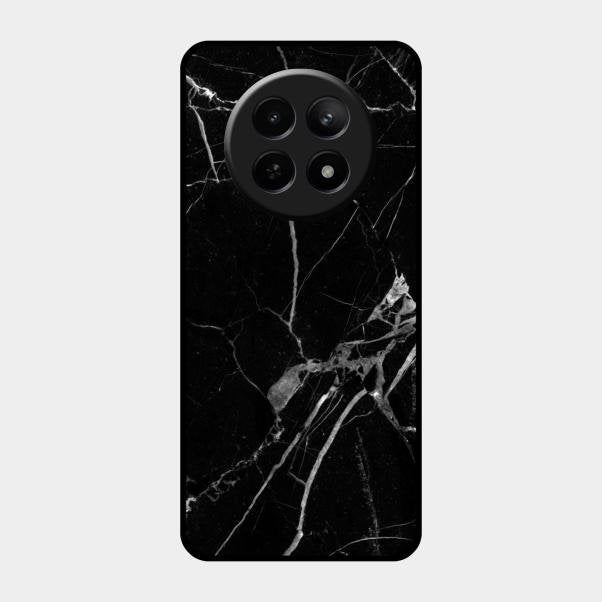 Black Marble Patter Glass Case Cover For Realme 12X 5G