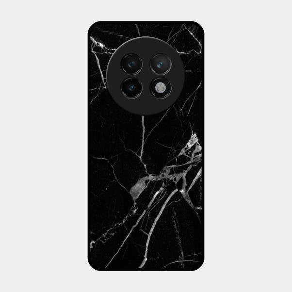 Black Marble Patter Glass Case Cover For Realme 13 Plus 5G