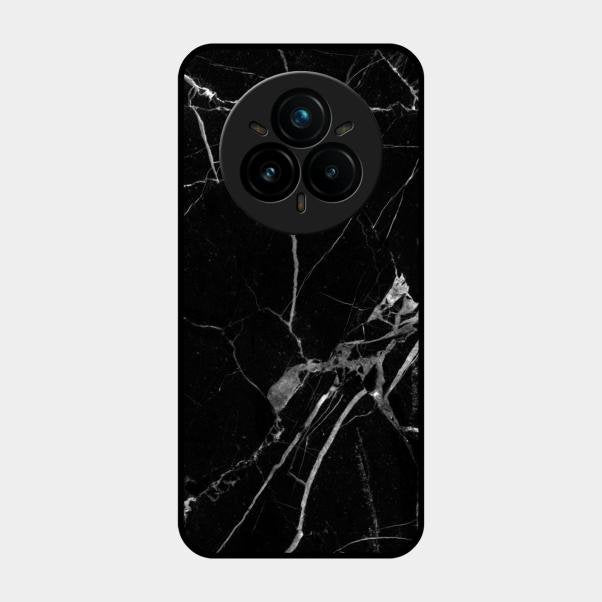 Black Marble Patter Glass Case Cover For Realme 14 Pro 5G