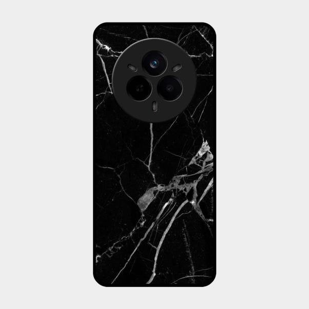 Black Marble Patter Glass Case Cover For Realme 14 Pro Plus 5G