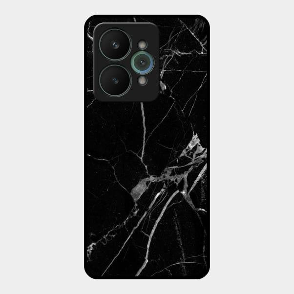 Black Marble Patter Glass Case Cover For Realme 15 5G