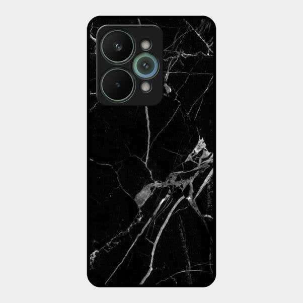 Black Marble Patter Glass Case Cover For Realme 15 Pro 5G