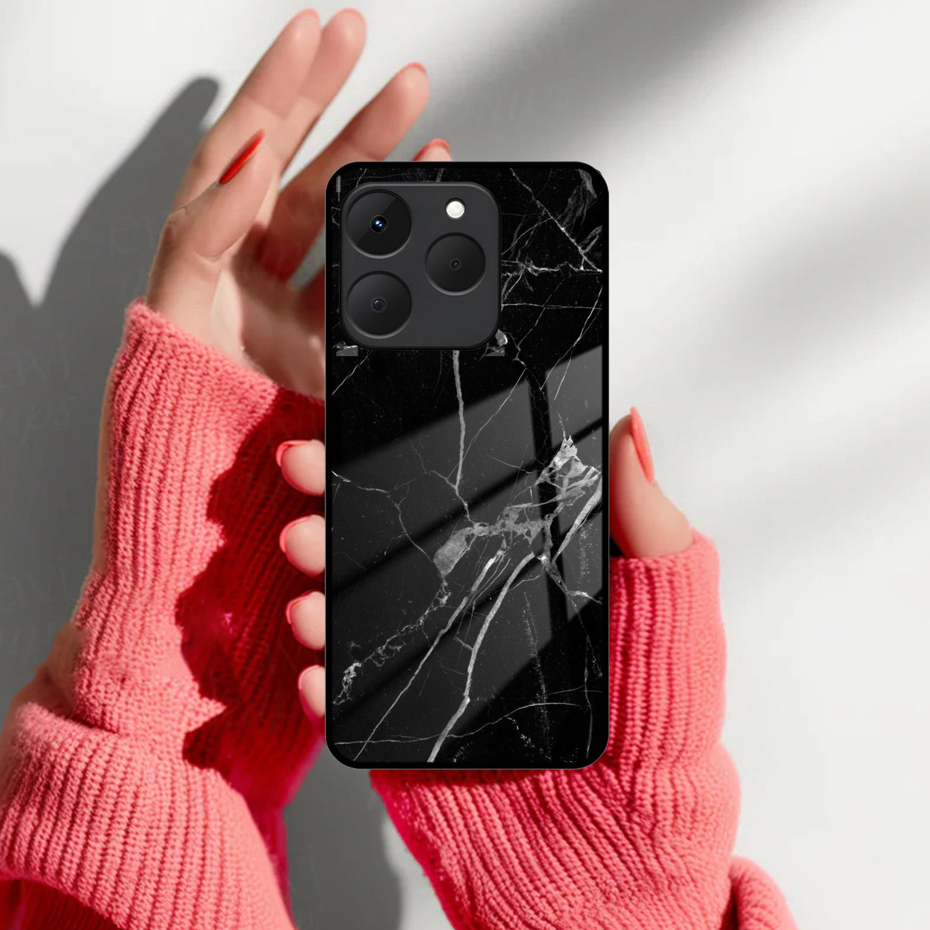 Customize Name Gradient Glass Case Cover Grey For Realme/Narzo