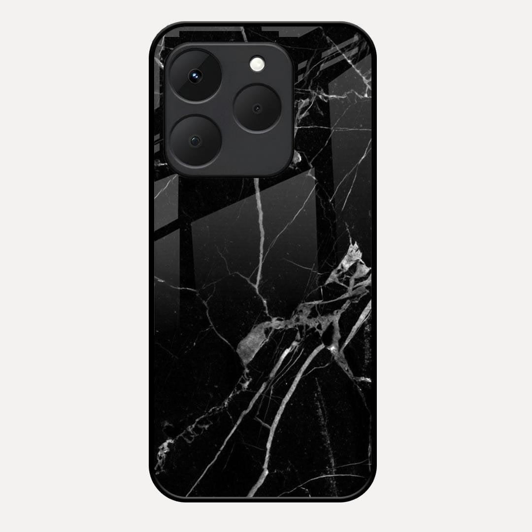 Black Marble Patter Glass Case Cover For Realme 15T 5G