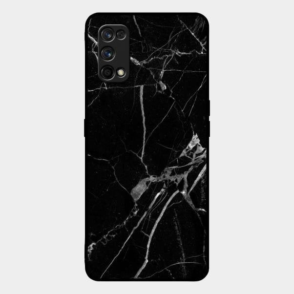 Black Marble Patter Glass Case Cover For Realme 7 Pro