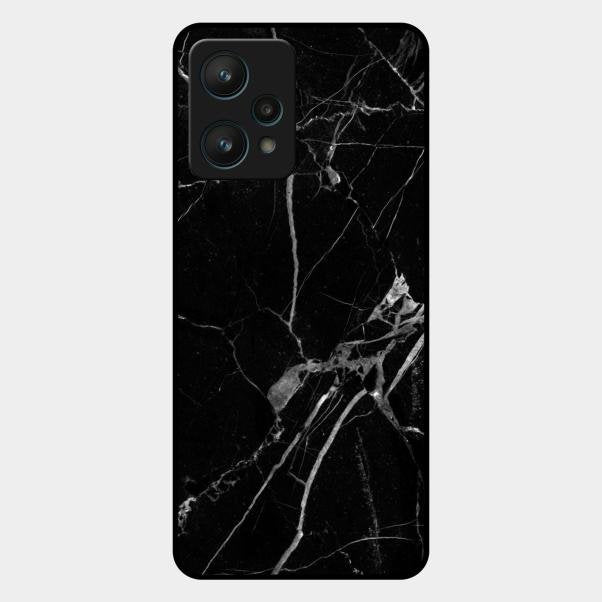 Black Marble Patter Glass Case Cover For Realme 9 Pro 5G