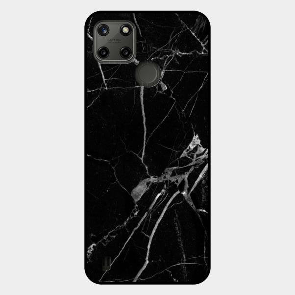 Black Marble Patter Glass Case Cover For Realme C25Y