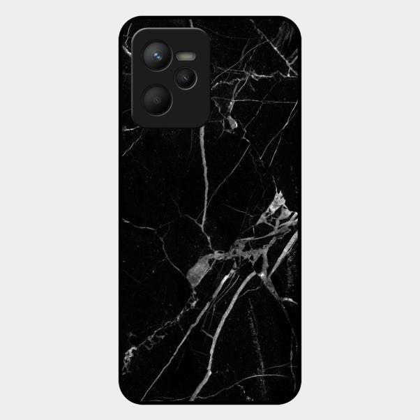 Black Marble Patter Glass Case Cover For Realme C35