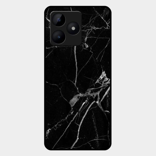 Black Marble Patter Glass Case Cover For Realme C53