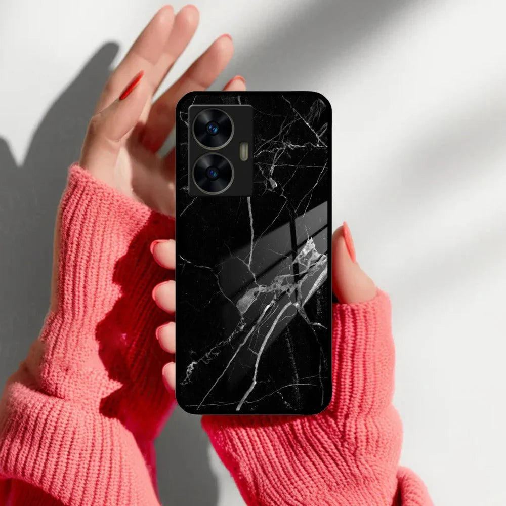 Black Marble Patter Glass Case Cover For Realme/Narzo - ShopOnCliQ