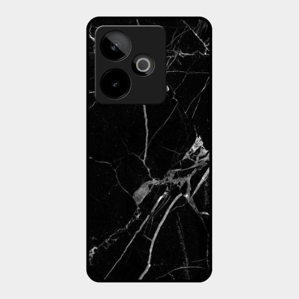 Black Marble Patter Glass Case Cover For Realme Gt 7 5G