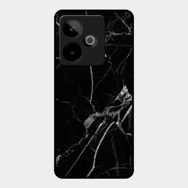 Black Marble Patter Glass Case Cover For Realme Gt 7T 5G