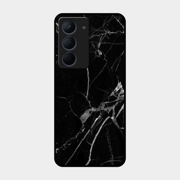 Black Marble Patter Glass Case Cover For Realme Narzo 80X 5G