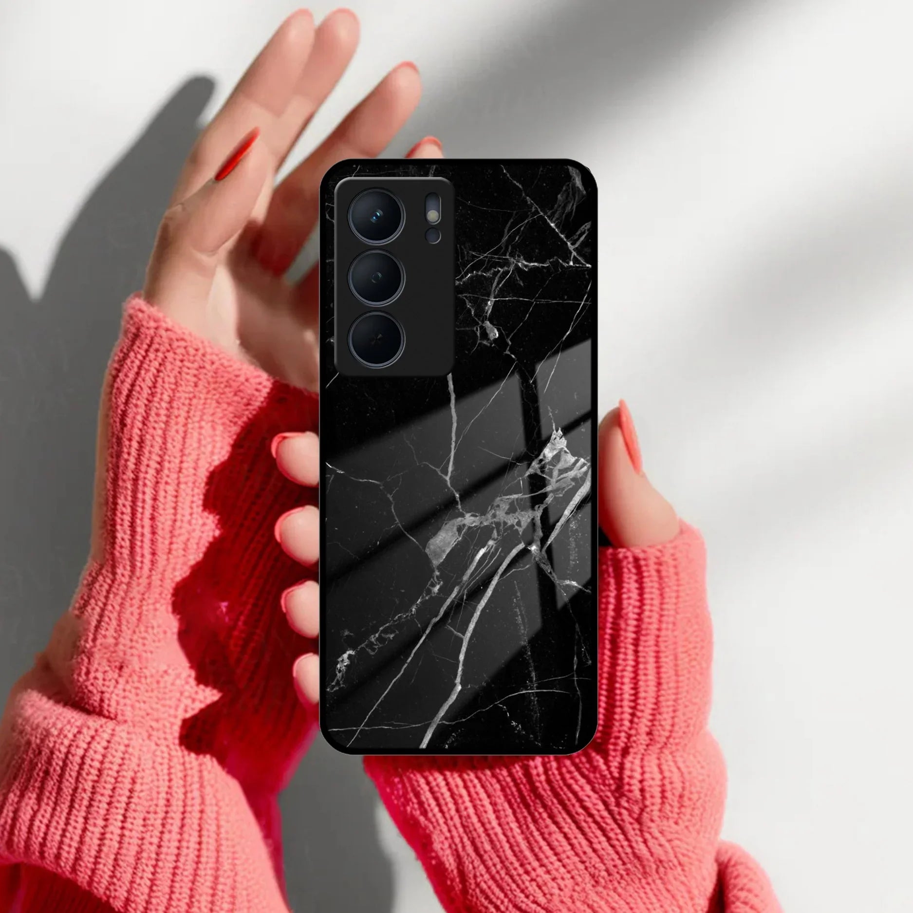 Black Marble Patter Glass Case Cover For Realme/Narzo - ShopOnCliQ