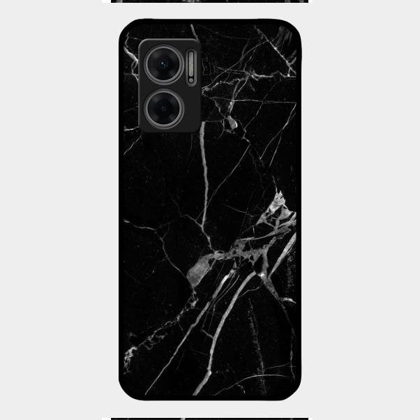 Black Marble Patter Glass Case Cover For Redmi 11 Prime 5G