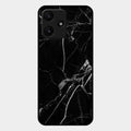 Black Marble Patter Glass Case Cover For Redmi 12 5G