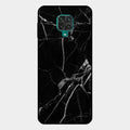 Black Marble Patter Glass Case Cover For Redmi Note 10 Lite
