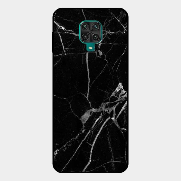 Black Marble Patter Glass Case Cover For Redmi Note 10 Lite
