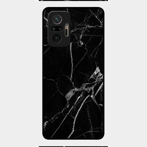 Black Marble Patter Glass Case Cover For Redmi Note 10 Pro Max