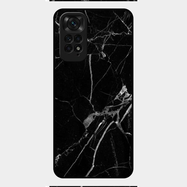 Black Marble Patter Glass Case Cover For Redmi Note 11