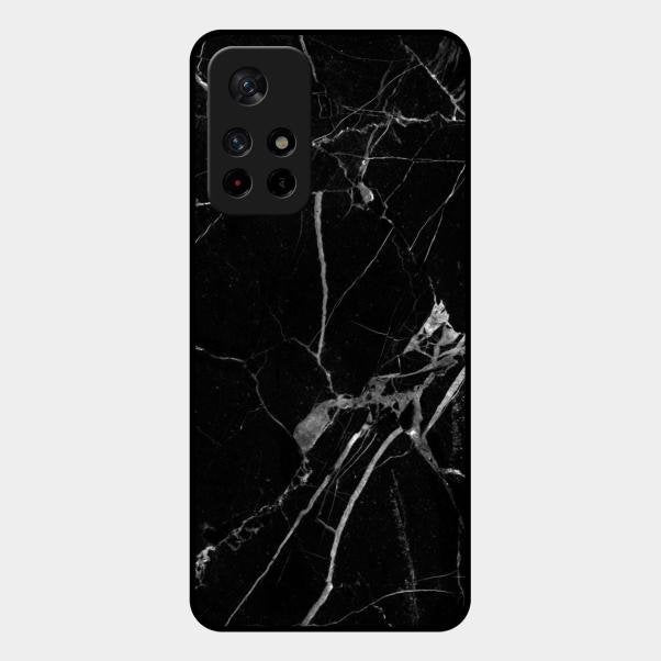 Black Marble Patter Glass Case Cover For Redmi Note 11T 5G