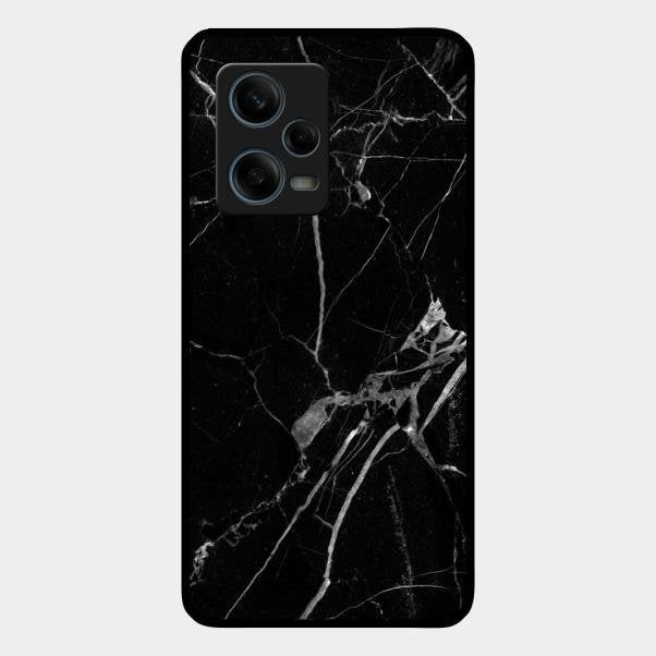 Black Marble Patter Glass Case Cover For Redmi Note 12 Pro Plus 5G