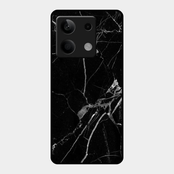 Black Marble Patter Glass Case Cover For Redmi Note 13 5G