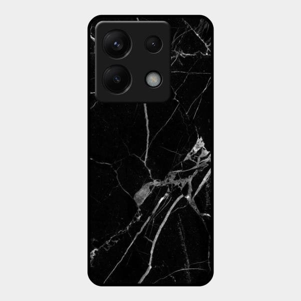 Black Marble Patter Glass Case Cover For Redmi Note 13 Pro 5G