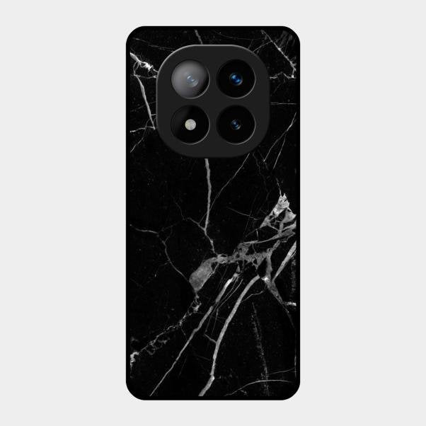 Black Marble Patter Glass Case Cover For Redmi Note 14 Pro Plus 5G