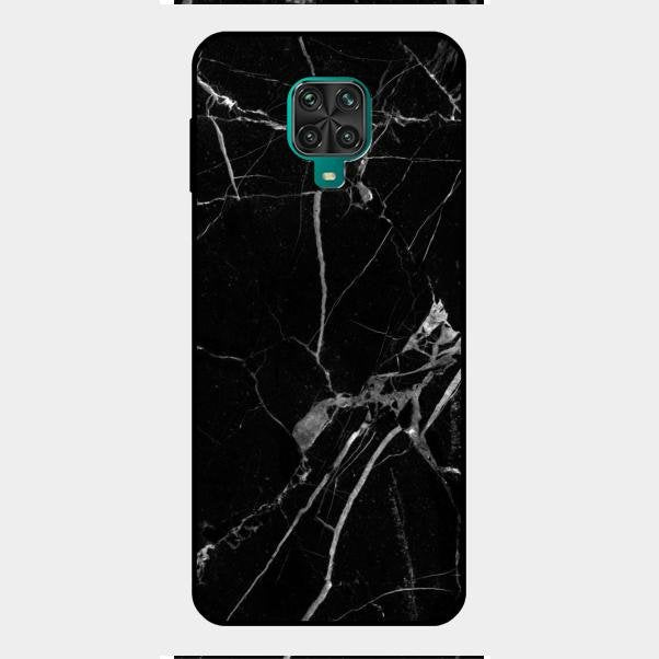 Black Marble Patter Glass Case Cover For Redmi Note 9 Pro