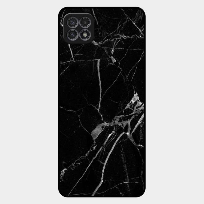 Black Marble Patter Glass Case Cover For Samsung Galaxy F42 5G