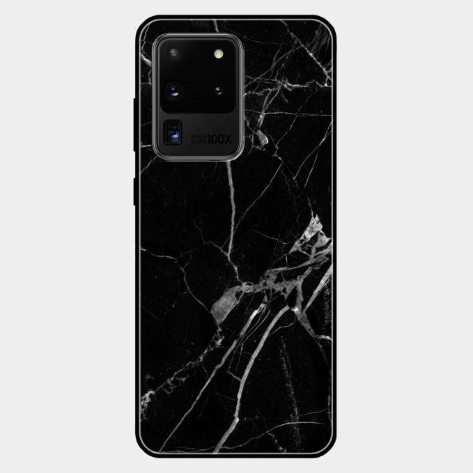 Black Marble Patter Glass Case Cover For Samsung Galaxy S20 Ultra
