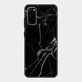Black Marble Patter Glass Case Cover For Samsung Galaxy S20