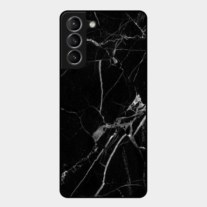 Black Marble Patter Glass Case Cover For Samsung Galaxy S21 Plus