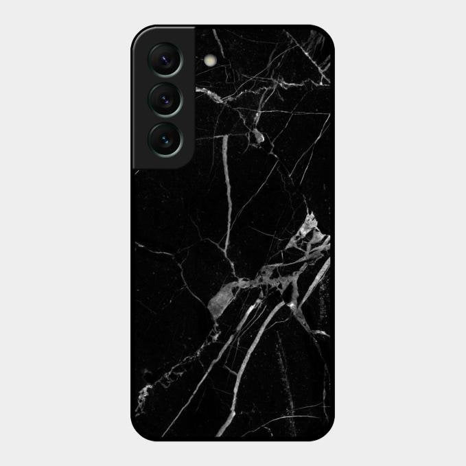 Black Marble Patter Glass Case Cover For Samsung Galaxy S22 5G