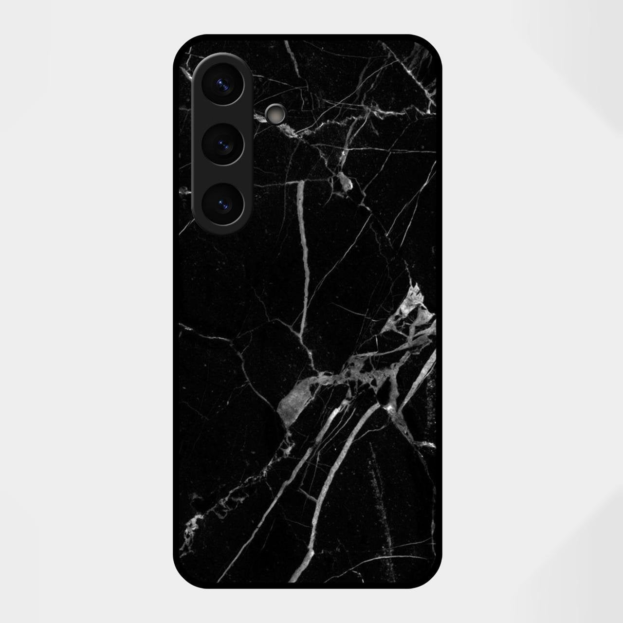Black Marble Patter Glass Case Cover For Samsung Galaxy S25 FE 5G