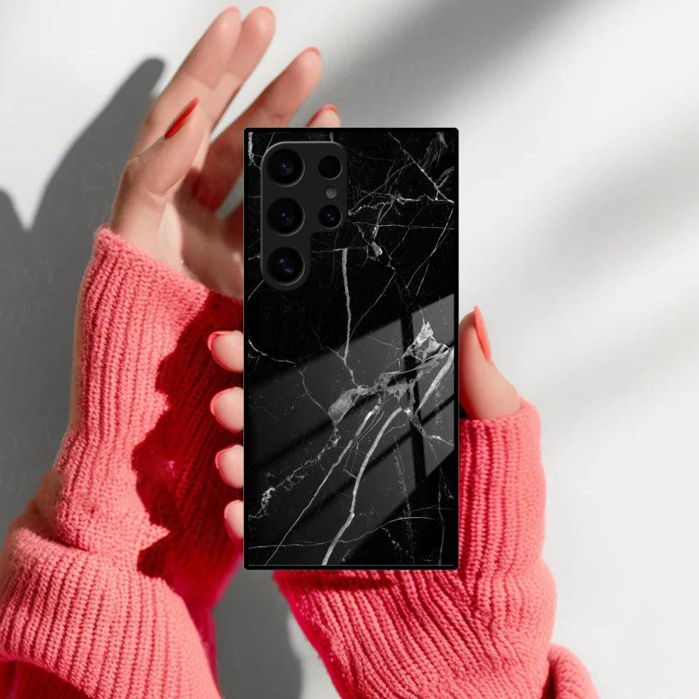Black Marble Patter Glass Case Cover for Samsung - ShopOnCliQ