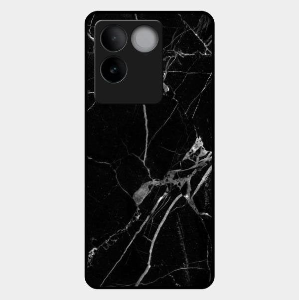 Black Marble Patter Glass Case Cover For Vivo T2 Pro 5G