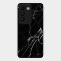 Black Marble Patter Glass Case Cover For Vivo T3 5G