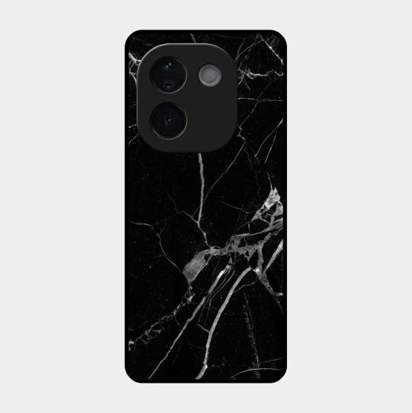 Black Marble Patter Glass Case Cover For Vivo T3 Pro 5G