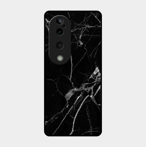 Black Marble Patter Glass Case Cover For Vivo T3 Ultra