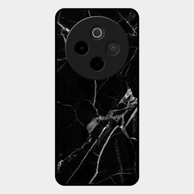 Black Marble Patter Glass Case Cover For Vivo T4 5G
