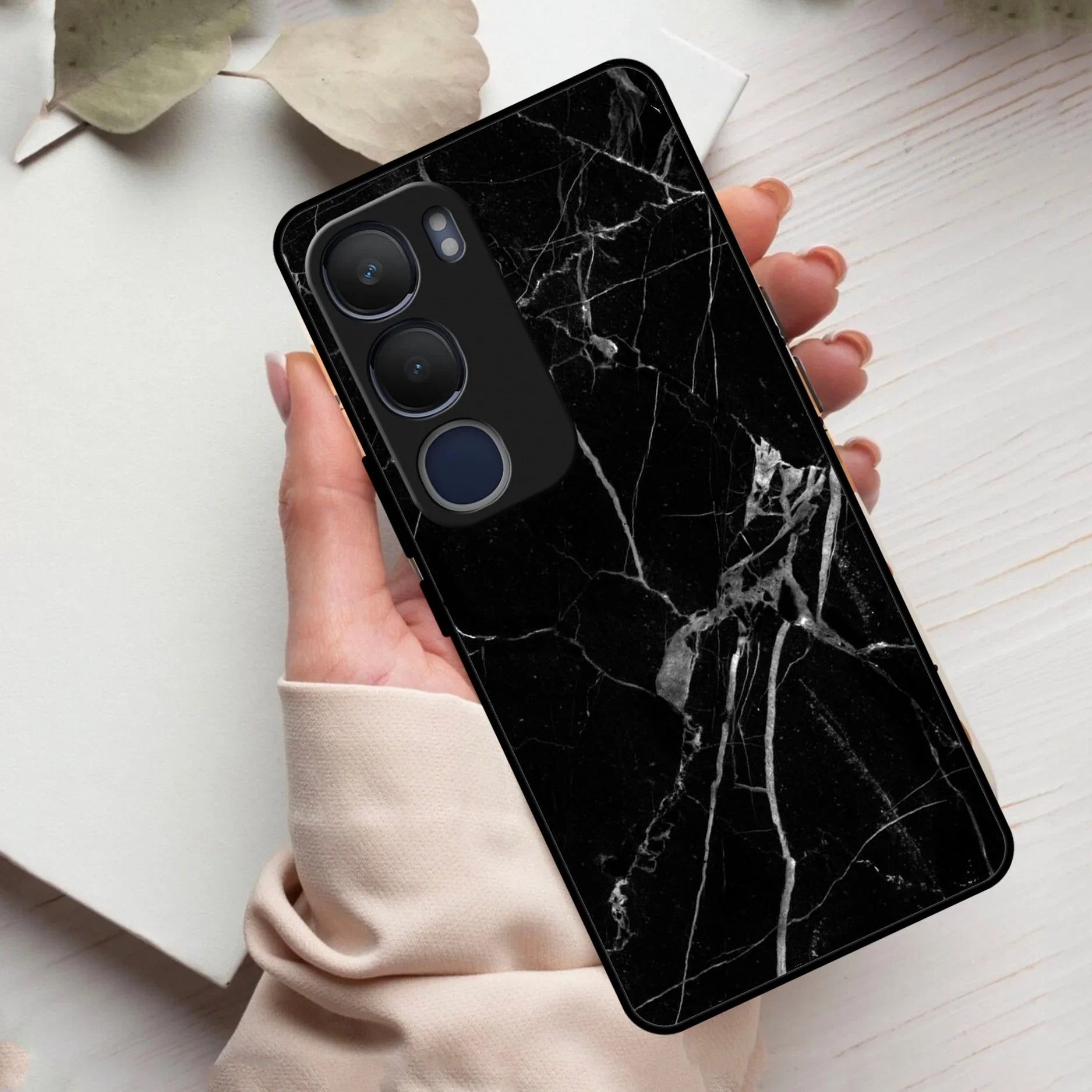 Black Marble Patter Glass Case Cover For Vivo - ShopOnCliQ