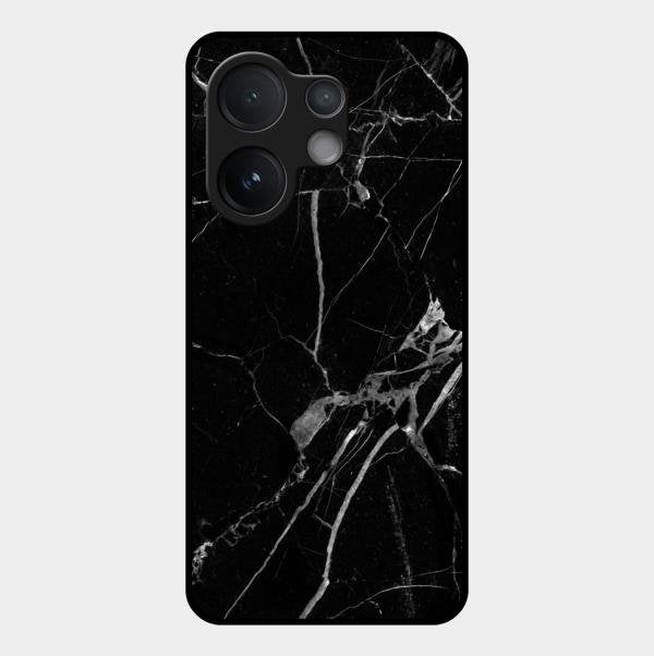 Black Marble Patter Glass Case Cover For Vivo T4 Pro 5G