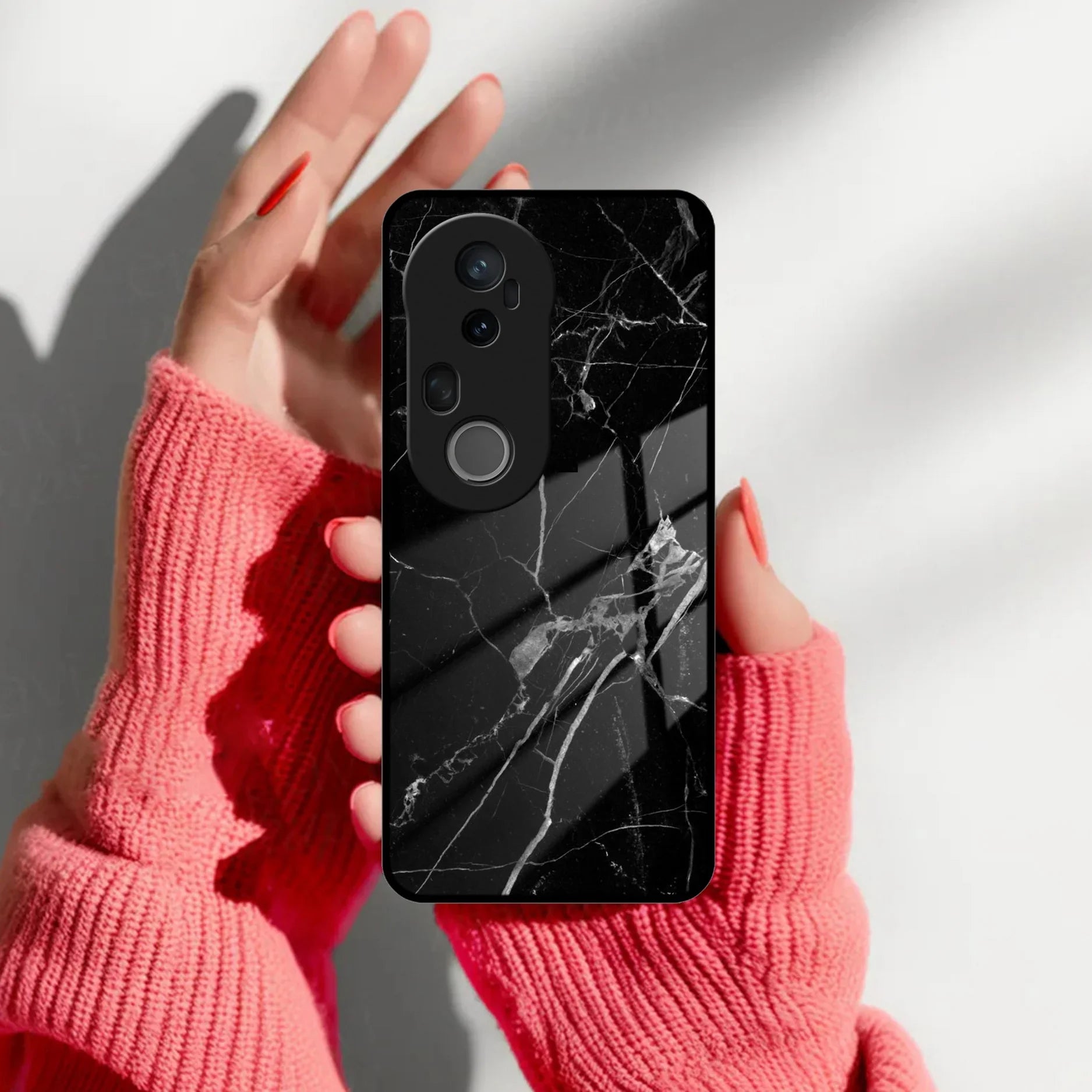 Black Marble Patter Glass Case Cover For Vivo - ShopOnCliQ