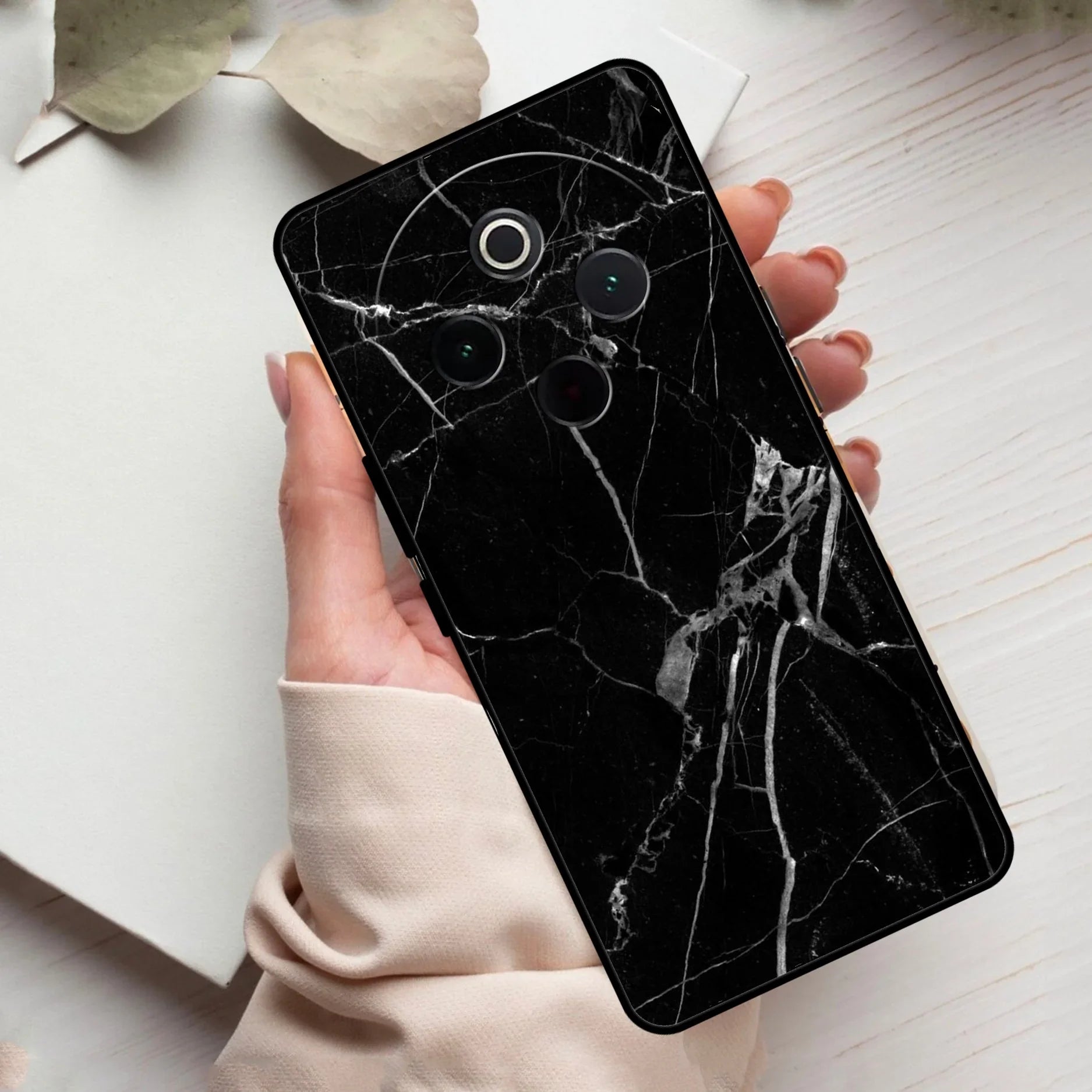 Black Marble Patter Glass Case Cover For Vivo - ShopOnCliQ