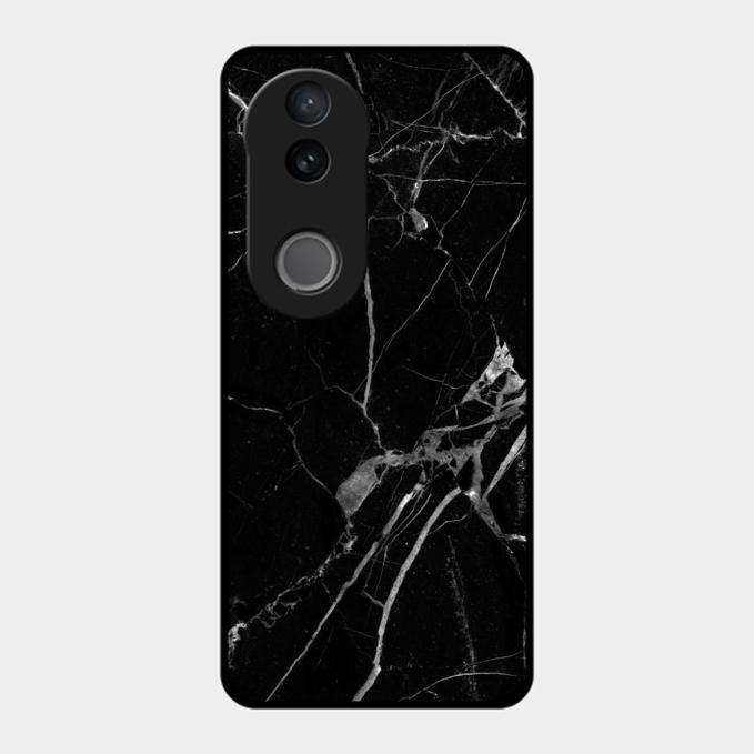 Black Marble Patter Glass Case Cover For Vivo T4R 5G