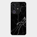 Black Marble Patter Glass Case Cover For Vivo T4X 5G