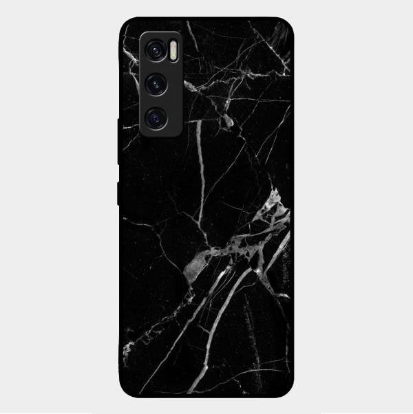 Black Marble Patter Glass Case Cover For Vivo V20 Se