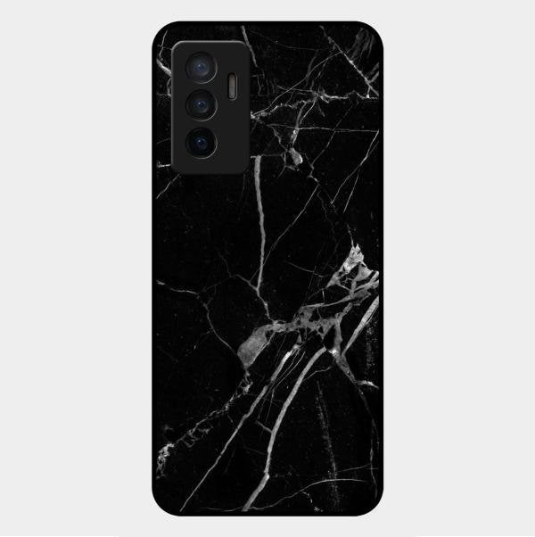 Black Marble Patter Glass Case Cover For Vivo V23E 5G